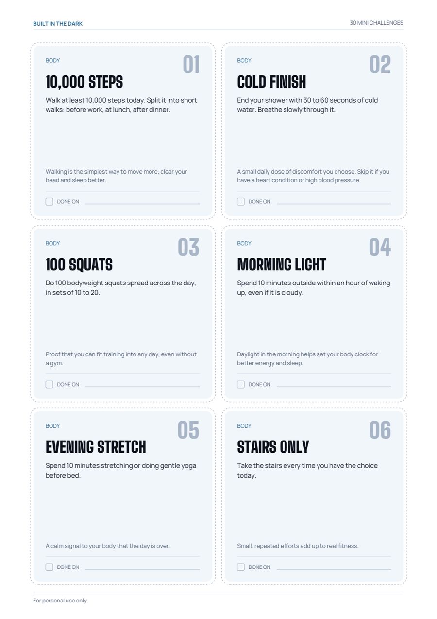 30 Mini Challenges: challenge cards